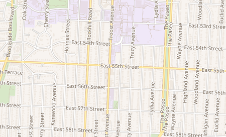 map of 5501 Troost Ave Kansas City, MO 64110