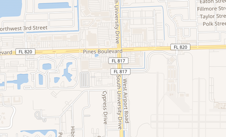 map of 7633 Pines Blvd Pembroke Pines, FL 33024
