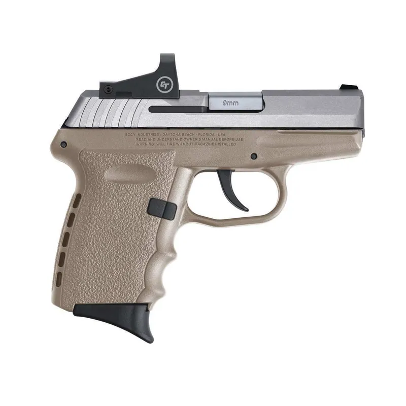 SCCY CPX-2 9mm Pistol w/ Crimson Trace Red Dot CPX2TTDERD FDE/Stainless, No Manual Safety 10rd 3.1" - SCCY