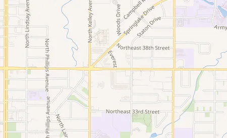 map of 1104 NE 36th street Oklahoma City, OK 73111