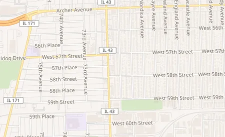 map of 5741 S Harlem Ave Chicago, IL 60638