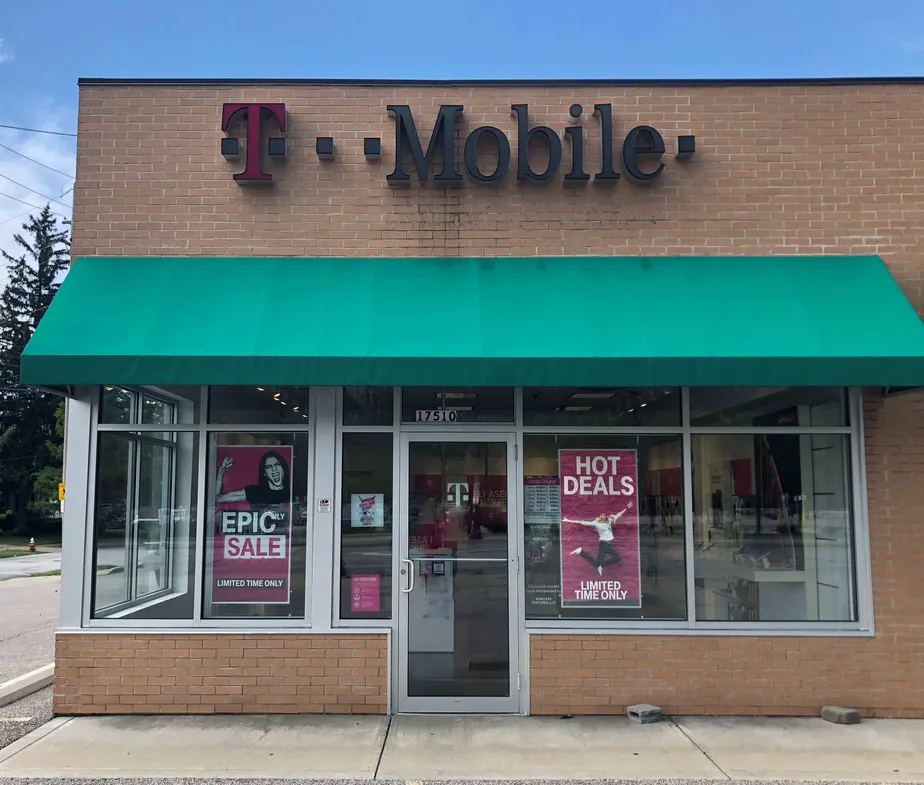 Exterior photo of T-Mobile store at Lorain & Rocky River, Cleveland, OH