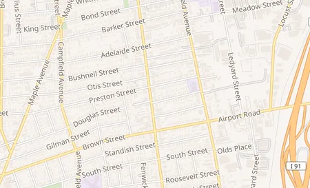 map of 388 1/2 Franklin Avenue Hartford, CT 06114