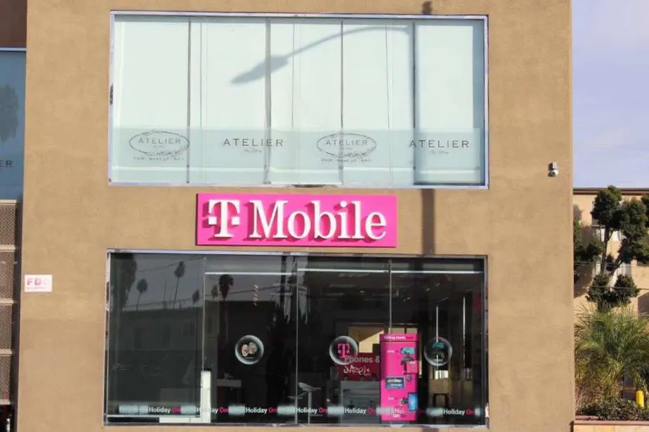 Exterior photo of T-Mobile store at S Western Ave & W 4th St, Los Angeles, CA