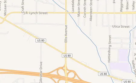 map of 1416 Ellis Ave Jackson, MS 39204