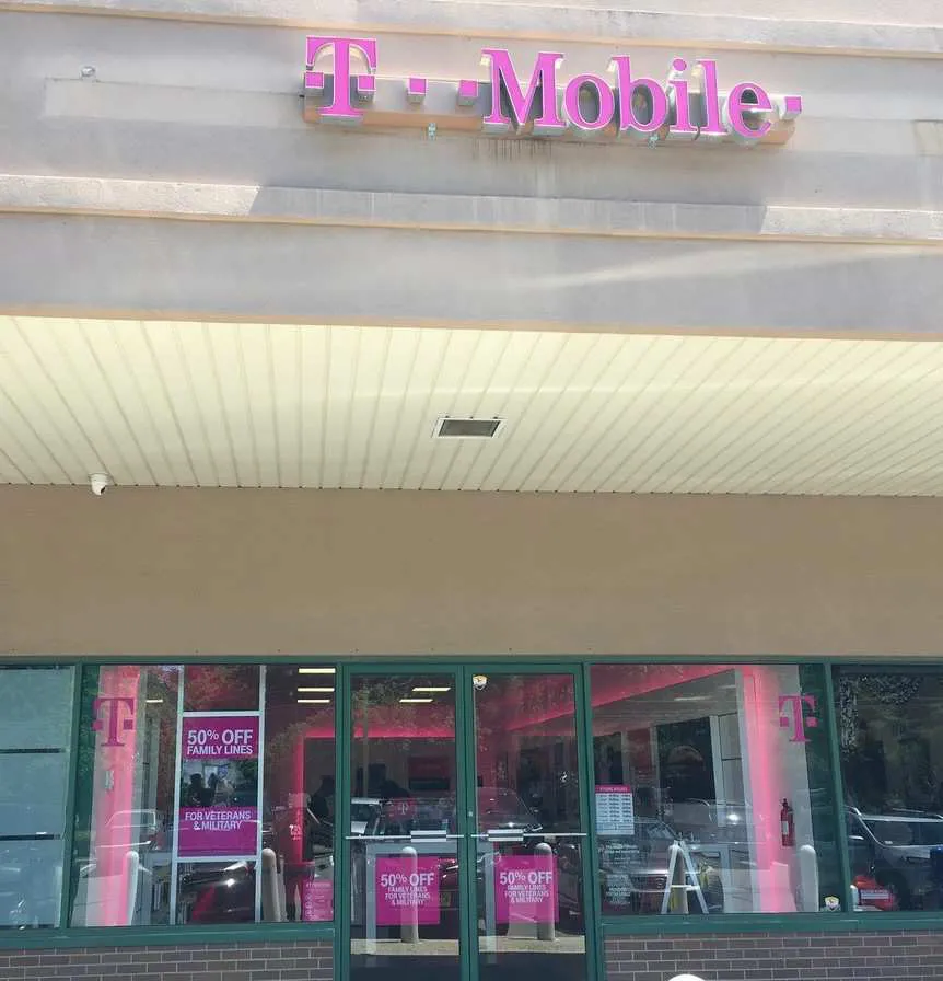 Exterior photo of T-Mobile store at Applegarth Rd & Prospect Plains Rd, Monroe Township, NJ