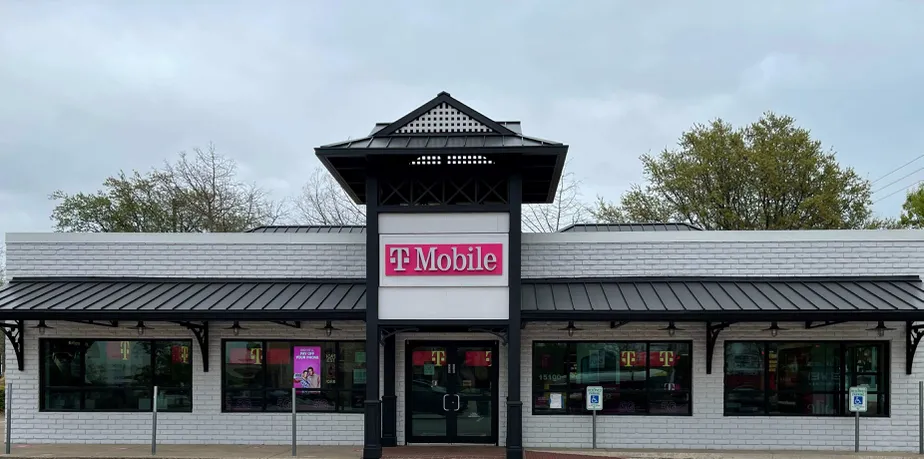 Exterior photo of T-Mobile store at Addison Rd & Belt Line Rd, Addison, TX