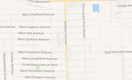 map of 1251 Baldwin Ave Pontiac, MI 48340