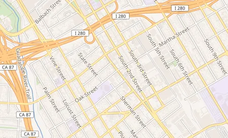 map of 422 E Santa Clara St San Jose, CA 95113
