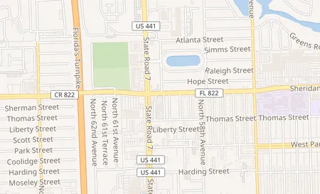 map of 5936 Sheridan Street Hollywood, FL 33021