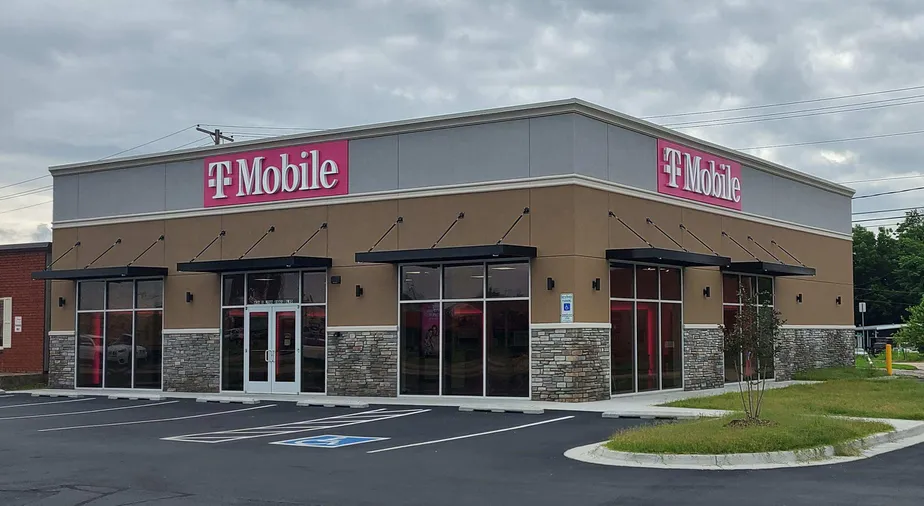 Exterior photo of T-Mobile store at S Lynn Riggs Blvd & Washington St, Claremore, OK