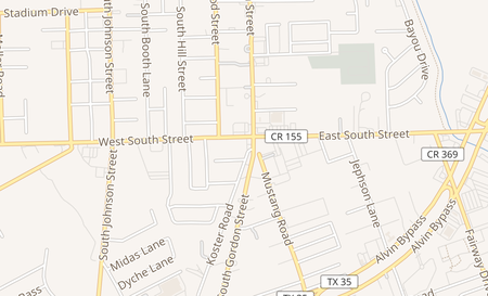 map of 1710 S Gordon St. Alvin, TX 77511