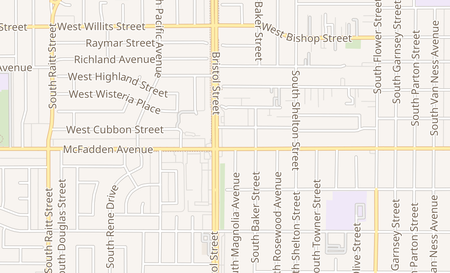 map of 1015 S Bristol St Santa Ana, CA 92703