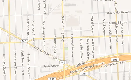 map of 13555 Schoolcraft St Detroit, MI 48227