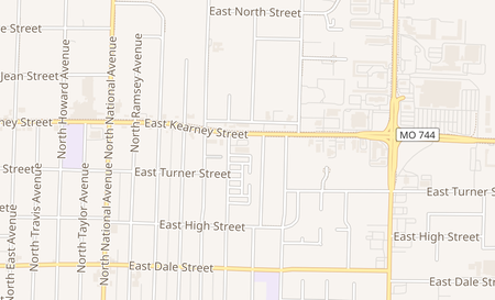 map of 1452 E. Kearney St. Springfield, MO 65803