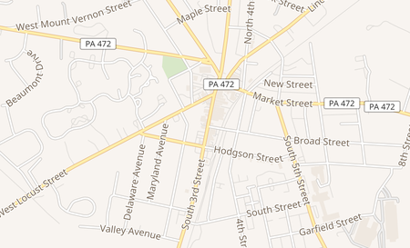 map of 119 S 3rd St Oxford, PA 19363