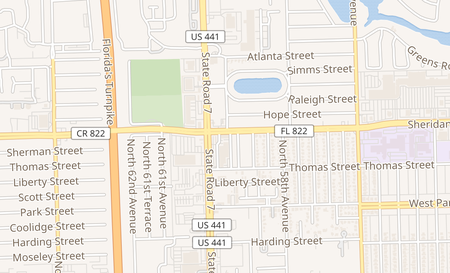map of 5936 Sheridan Street Hollywood, FL 33021