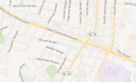 map of 203 W Dixon Blvd. Shelby, NC 28152
