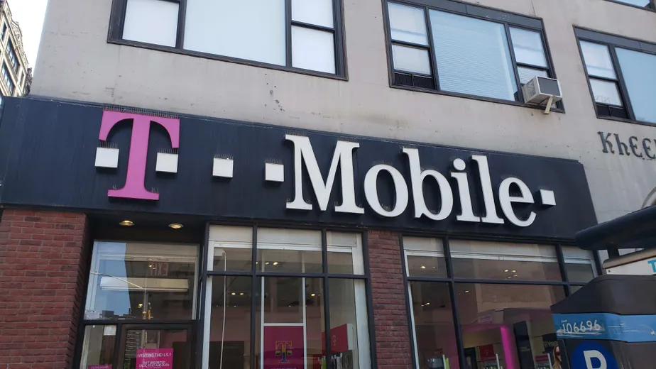 Exterior photo of T-Mobile store at 7th Ave & 28th St, New York, NY