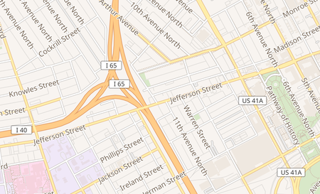 map of 1102 Jefferson St Nashville, TN 37208