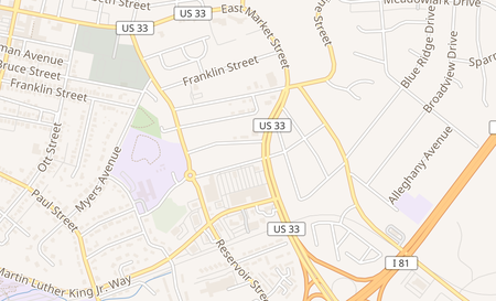 map of 54 S Carlton St Harrisonburg, VA 22801