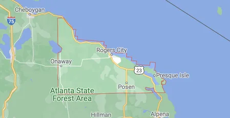 map of Presque Isle County, MI 49779