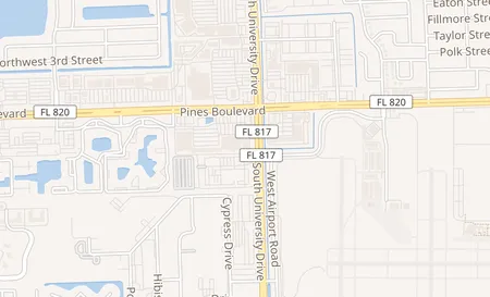 map of 7633 Pines Blvd Pembroke Pines, FL 33024