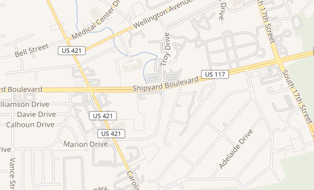 map of 800 Shipyard Blvd Suite #14 Wilmington, NC 28412