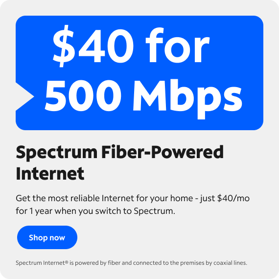 Spectrum Fiber-Powered Internet $40 for 500 Mbps