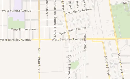 map of 553 W Bardsley Ave Tulare, CA 93274
