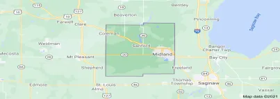 map of Midland County, MI 48640
