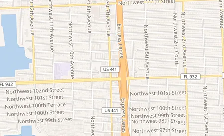 map of 10401 NW 7th Ave Miami, FL 33150