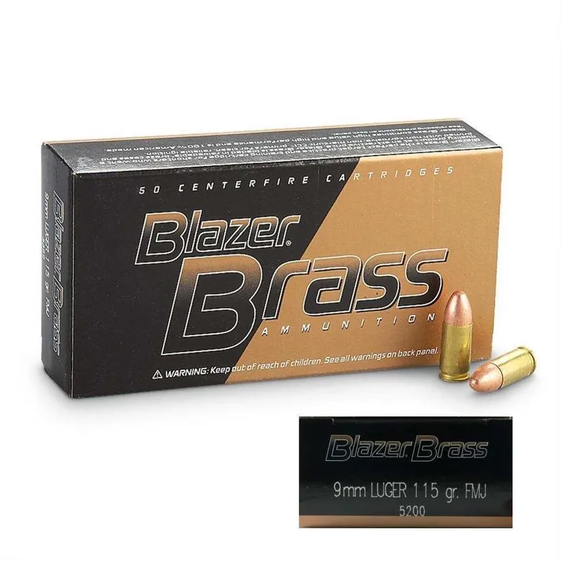 CCI Blazer Brass 9mm 115 Grain FMJ, 50 Rounds 5200 - CCI