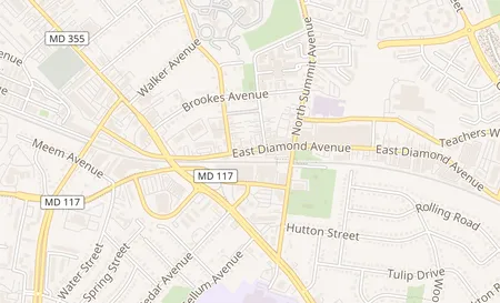 map of 109 E. Diamond Ave Gaithersburg, MD 20877