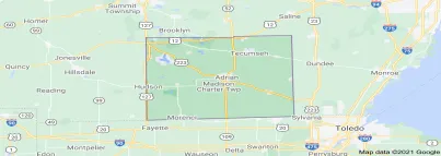 map of Lenawee County, MI 49221