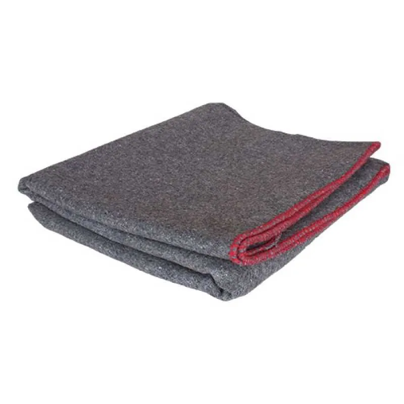 Fox Outdoor 60" x 80" Wool Camp Blanket, Grey/Red 818-9 - Fox Outdoor