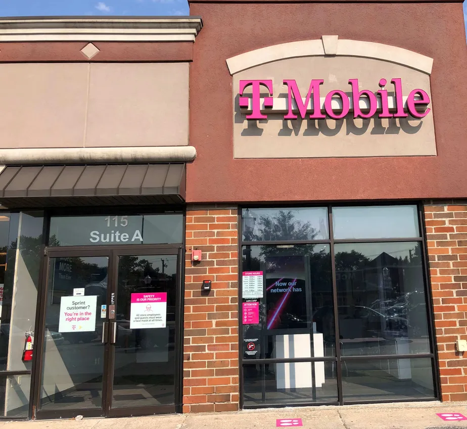 Exterior photo of T-Mobile store at La Grange Rd & Locust Ave, La Grange, IL