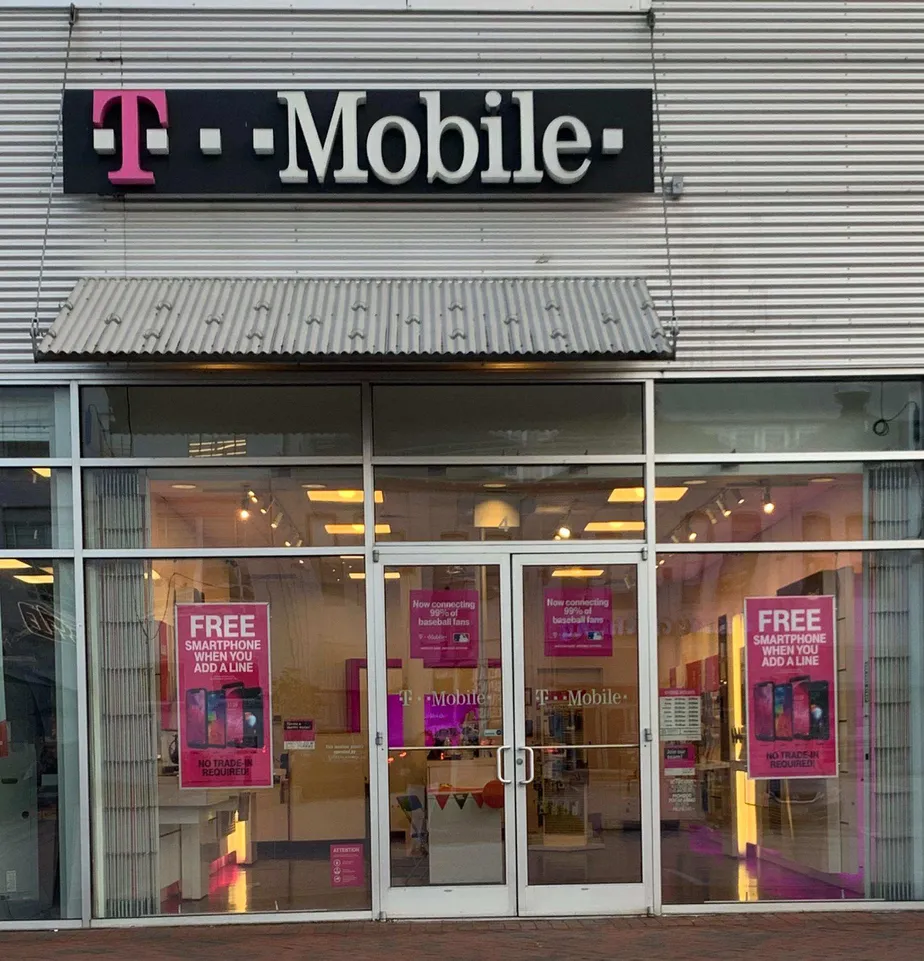 Exterior photo of T-Mobile store at Boston St & Hudson St, Baltimore, MD