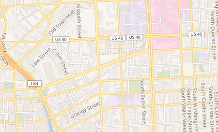 map of 1401 E. Fayette St Baltimore, MD 21231
