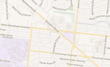map of 835 Bandera Rd San Antonio, TX 78228