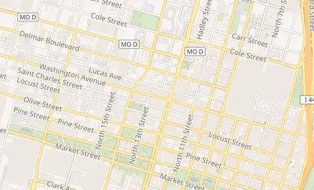 map of 1221 Washington Ave Saint Louis, MO 63103