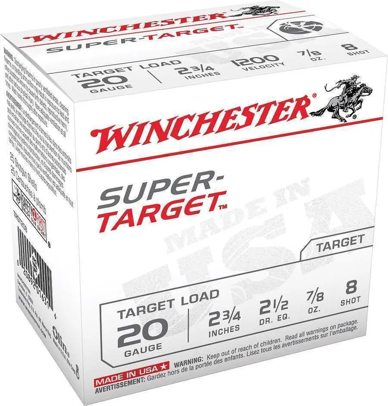 Winchester Super-Target 20 Gauge 2-3/4" 3/4 oz. #8 Shot, 25 Rounds TRGT208 - Winchester
