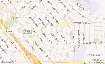 map of 605 S C St Madera, CA 93638