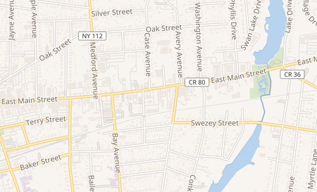 map of 350 East Main St, Suite 21 Patchogue, NY 11772