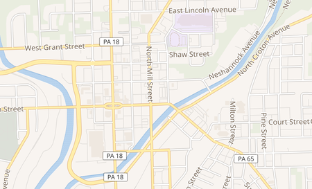 map of 12 N Mill St New Castle, PA 16101
