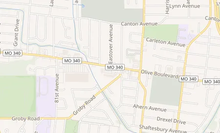 map of 7836 Olive Blvd University City, MO 63130