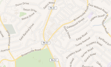 map of 4135 Brownsville Road B Pittsburgh, PA 15227