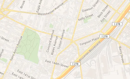map of 824 E 149th St Bronx, NY 10455