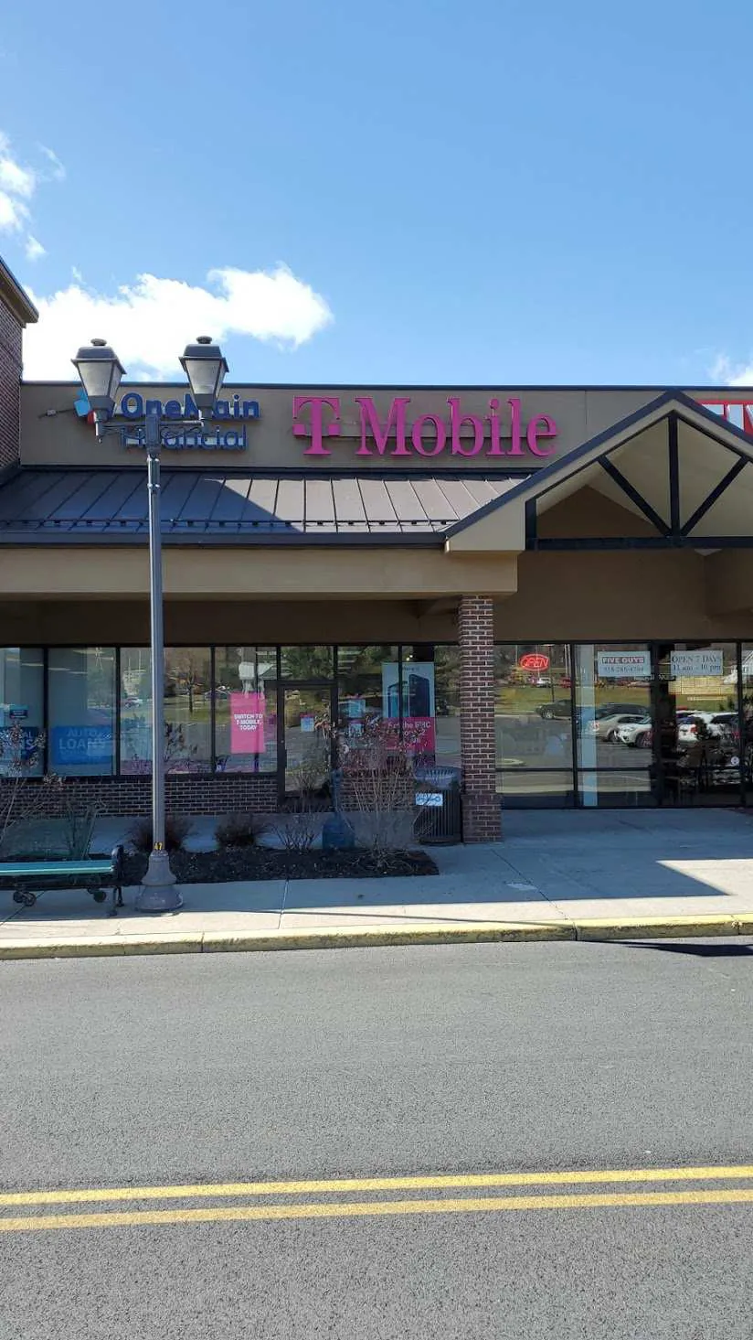 Exterior photo of T-Mobile store at N Greenbush Rd & Troy Rd, Rensselaer, NY