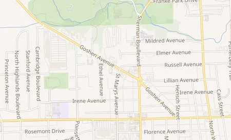 map of 1101 Goshen Ave FtWayne Fort Wayne, IN 46808